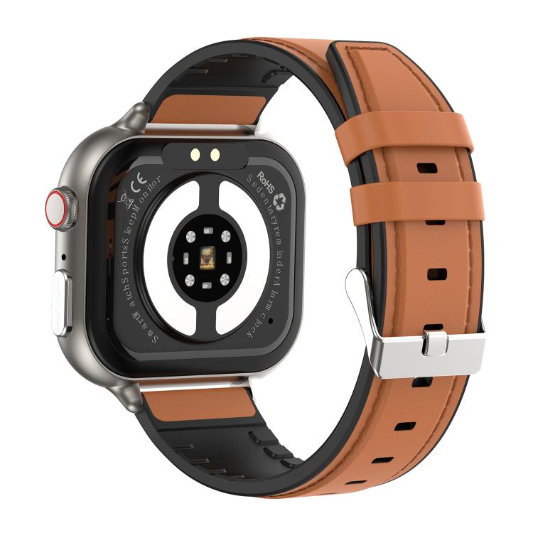 TK17 1.91 inch Horizontal Screen Leather Strap Smart Watch Supports ECG Electrocardiogram(Brown) by bashfashion