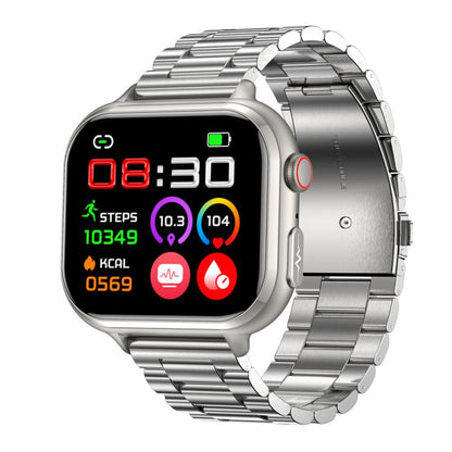 TK17 1.91 inch Horizontal Screen Steel Strap Smart Watch Supports ECG Electrocardiogram(Silver) by bashfashion
