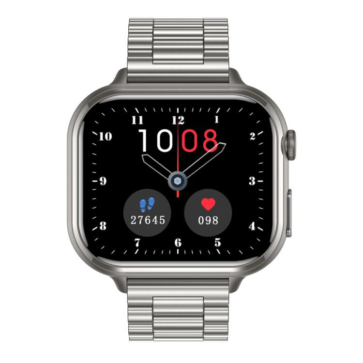 TK17 1.91 inch Horizontal Screen Steel Strap Smart Watch Supports ECG Electrocardiogram(Silver) by bashfashion