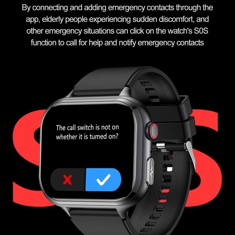 TK17 1.91 inch Horizontal Screen Steel Strap Smart Watch Supports ECG Electrocardiogram(Black) by bashfashion