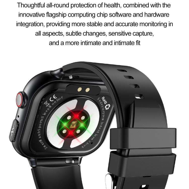 TK17 1.91 inch Horizontal Screen Steel Strap Smart Watch Supports ECG Electrocardiogram(Black) by bashfashion