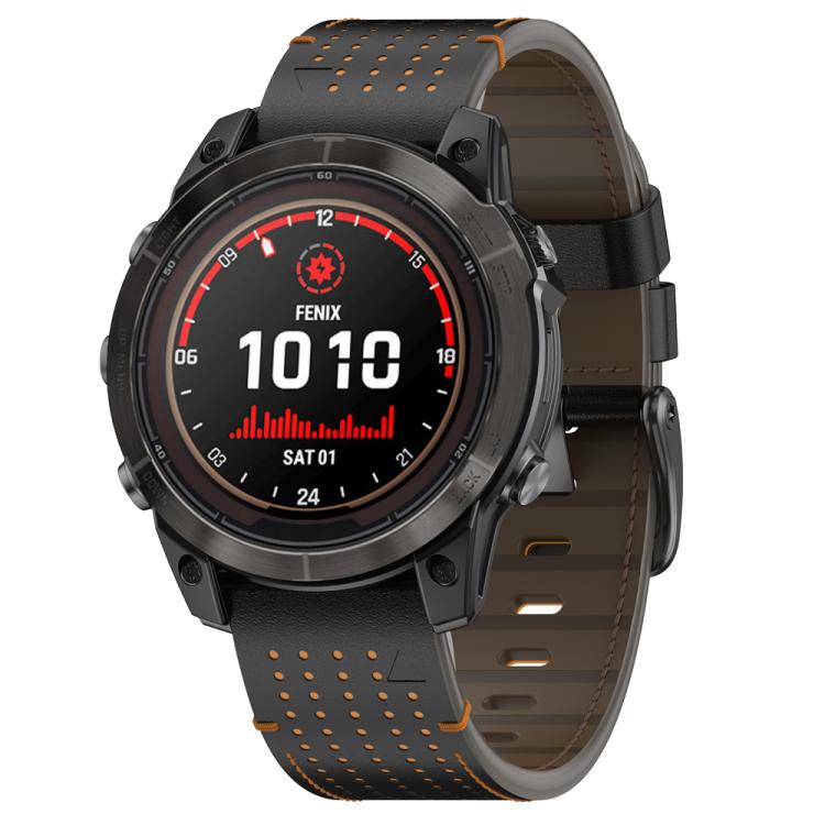 For Garmin Watch 26mm Dual Color Mesh Leather Quick Release Watch Band(Black Orange) by bashfashion