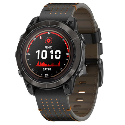 For Garmin Watch 26mm Dual Color Mesh Leather Quick Release Watch Band(Black Orange) by bashfashion