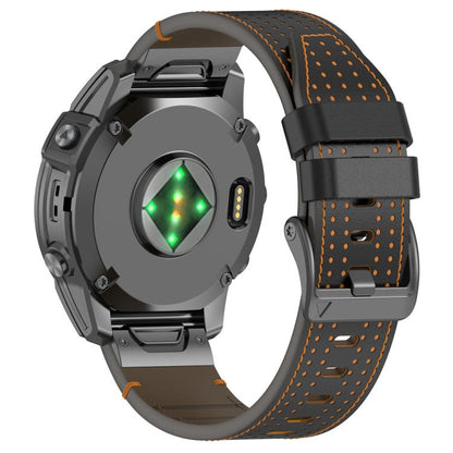 For Garmin Watch 26mm Dual Color Mesh Leather Quick Release Watch Band(Black Orange) by bashfashion