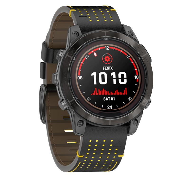 For Garmin Watch 26mm Dual Color Mesh Leather Quick Release Watch Band(Black Yellow) by bashfashion