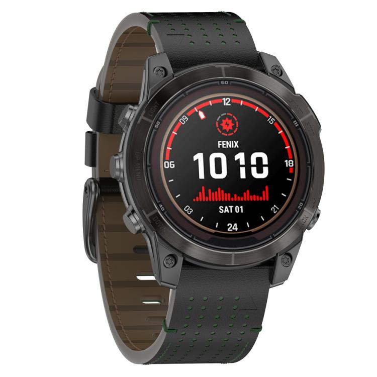 For Garmin Watch 26mm Dual Color Mesh Leather Quick Release Watch Band(Black Green) by bashfashion