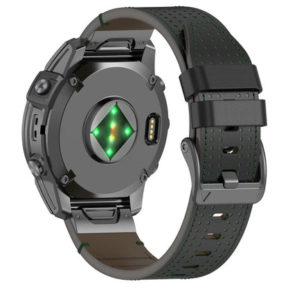For Garmin Watch 26mm Dual Color Mesh Leather Quick Release Watch Band(Black Green) by bashfashion