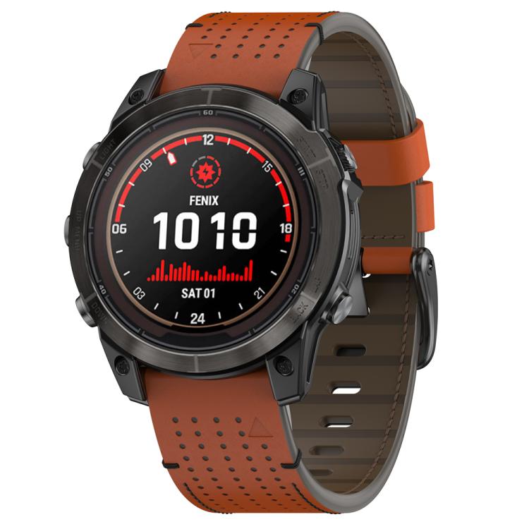 For Garmin Watch 26mm Dual Color Mesh Leather Quick Release Watch Band(Brown Black) by bashfashion