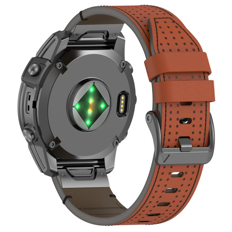 For Garmin Watch 26mm Dual Color Mesh Leather Quick Release Watch Band(Brown Black) by bashfashion