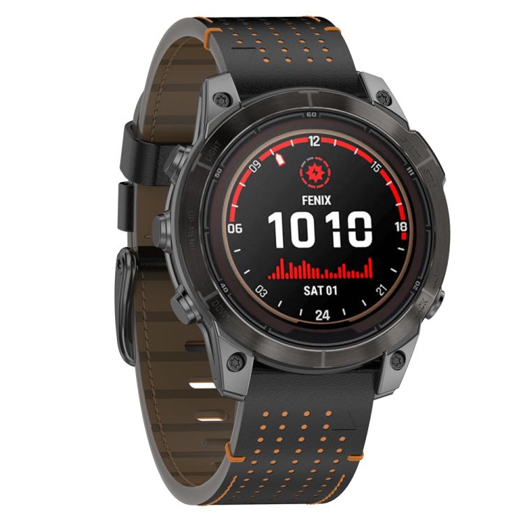 For Garmin Watch 22mm Dual Color Mesh Leather Quick Release Watch Band(Black Orange) by bashfashion