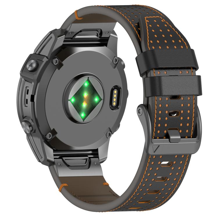 For Garmin Watch 22mm Dual Color Mesh Leather Quick Release Watch Band(Black Orange) by bashfashion