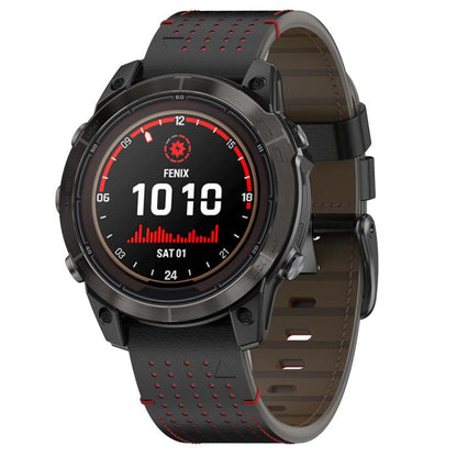 For Garmin Watch 22mm Dual Color Mesh Leather Quick Release Watch Band(Black Red) by bashfashion