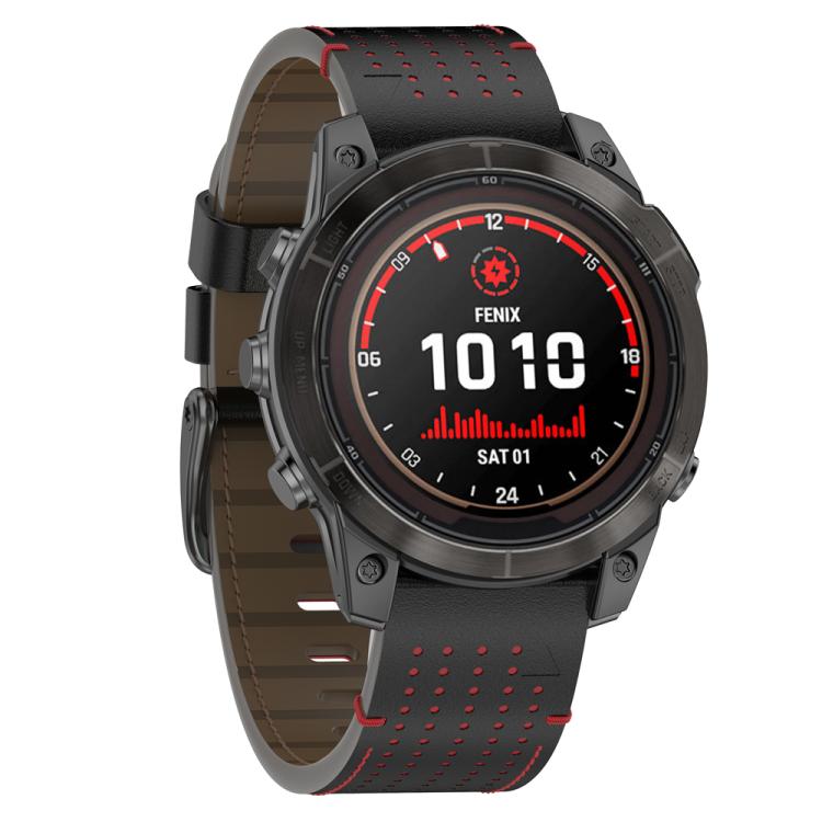 For Garmin Watch 22mm Dual Color Mesh Leather Quick Release Watch Band(Black Red) by bashfashion