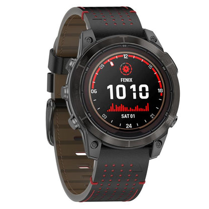 For Garmin Watch 22mm Dual Color Mesh Leather Quick Release Watch Band(Black Red) by bashfashion