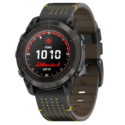 For Garmin Watch 22mm Dual Color Mesh Leather Quick Release Watch Band(Black Yellow) by bashfashion