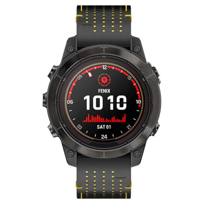 For Garmin Watch 22mm Dual Color Mesh Leather Quick Release Watch Band(Black Yellow) by bashfashion