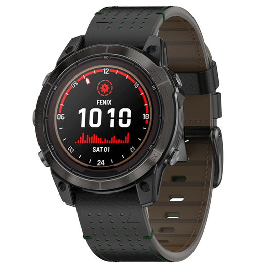 For Garmin Watch 22mm Dual Color Mesh Leather Quick Release Watch Band(Black Green) by bashfashion