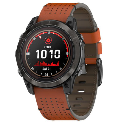 For Garmin Watch 22mm Dual Color Mesh Leather Quick Release Watch Band(Brown Black) by bashfashion