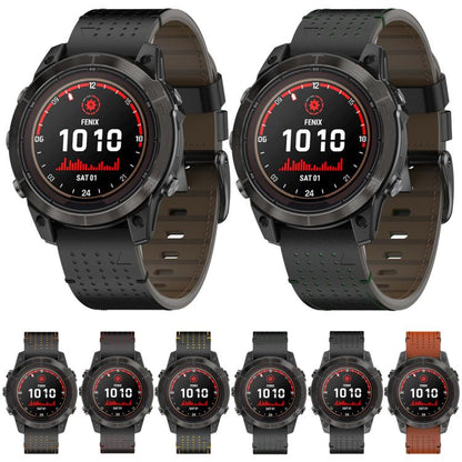 For Garmin Watch 22mm Dual Color Mesh Leather Quick Release Watch Band(Black) by bashfashion