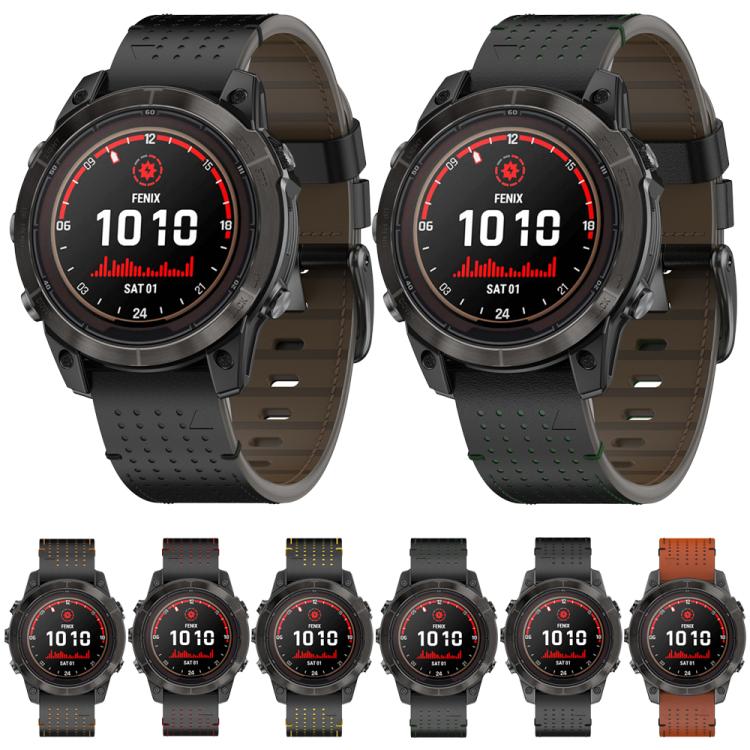 For Garmin Watch 22mm Dual Color Mesh Leather Quick Release Watch Band(Black Red) by bashfashion