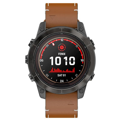 For Garmin Watch 26mm Stitched Genuine Leather Quick Release Watch Band(Brown Silver) by bashfashion