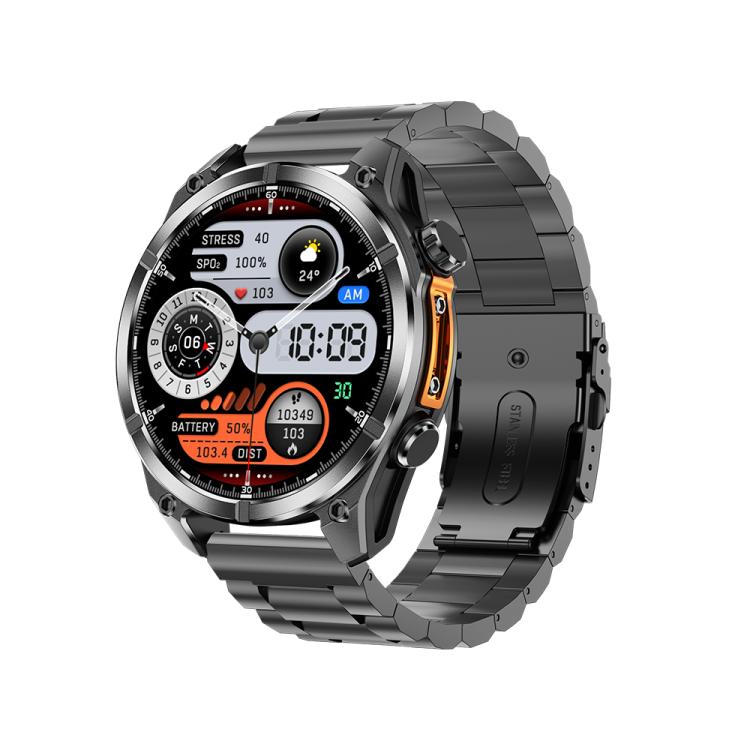 HD300 1.43 inch AMOLED Screen Dual Straps Sports Smart Watch Supports Blood Oxygen Detection(Black Silicone Strap + Black Steel Strap) by bashfashion