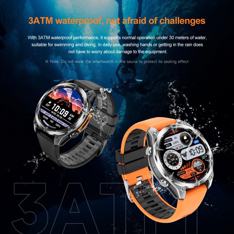 HD300 1.43 inch AMOLED Screen Dual Straps Sports Smart Watch Supports Blood Oxygen Detection(Orange Silicone Strap + Silver Steel Strap) by bashfashion