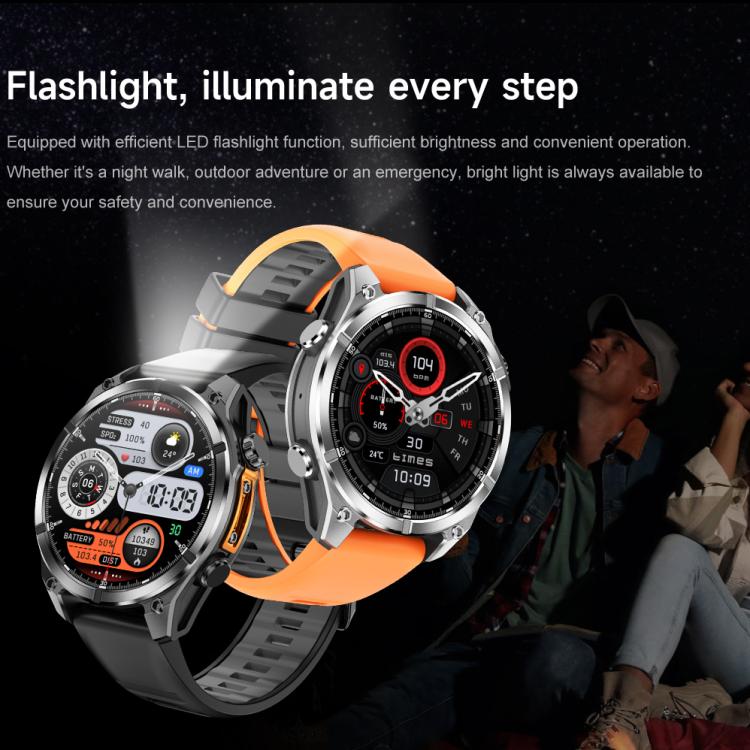 HD300 1.43 inch AMOLED Screen Dual Straps Sports Smart Watch Supports Blood Oxygen Detection(Orange Silicone Strap + Silver Steel Strap) by bashfashion