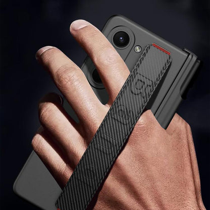 For Samsung Galaxy Z Fold6 GKK Integrated Magnetic Folding Hinge Phone Case with Wrist Strap & Pen Holder(Carbon Fiber) by GKK