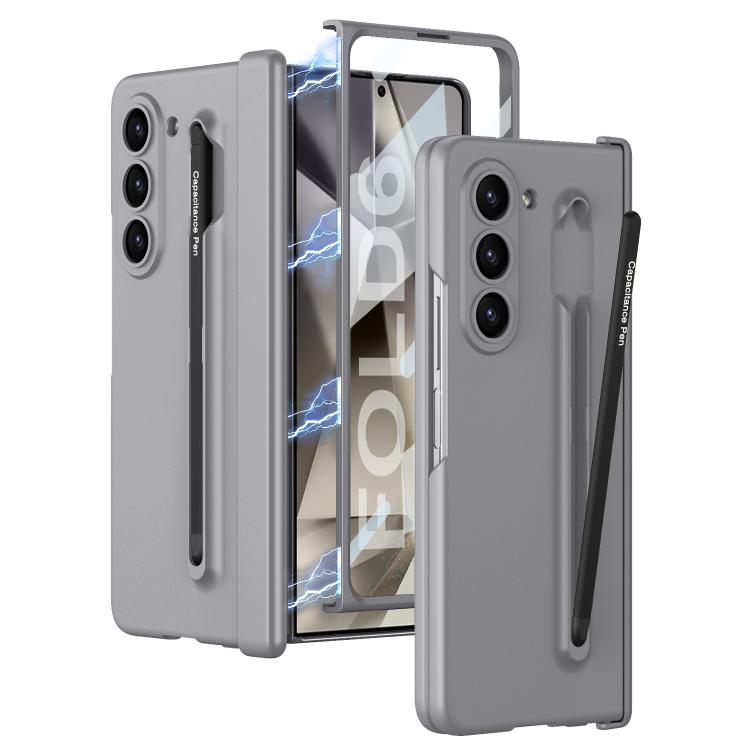 For Samsung Galaxy Z Fold6 GKK Magnetic Integrated Phone Case with Pen Slots, Include Pen(Mountain Gray) by GKK