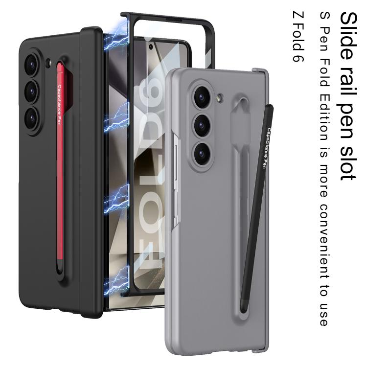 For Samsung Galaxy Z Fold6 GKK Magnetic Integrated Phone Case with Pen Slots, Include Pen(Mountain Gray) by GKK