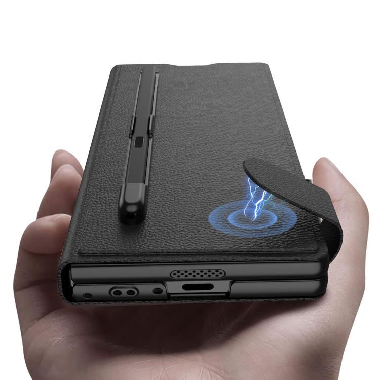 For Samsung Galaxy Z Fold6 GKK Integrated Flip Wallet Leather Phone Case with Pen Slots, Not Included Pen(Black) by GKK