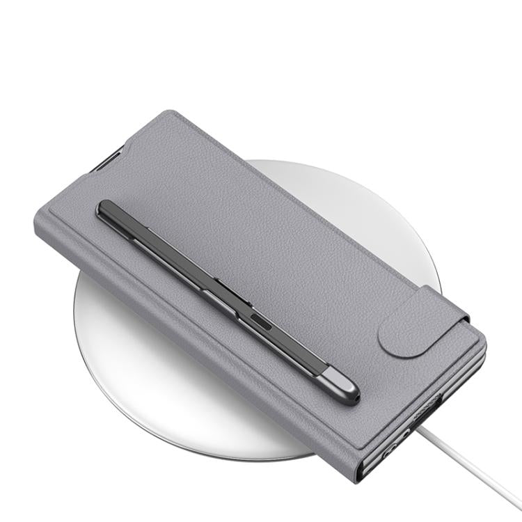 For Samsung Galaxy Z Fold6 GKK Integrated Flip Wallet Leather Phone Case with Pen Slots, Not Included Pen(Black) by GKK