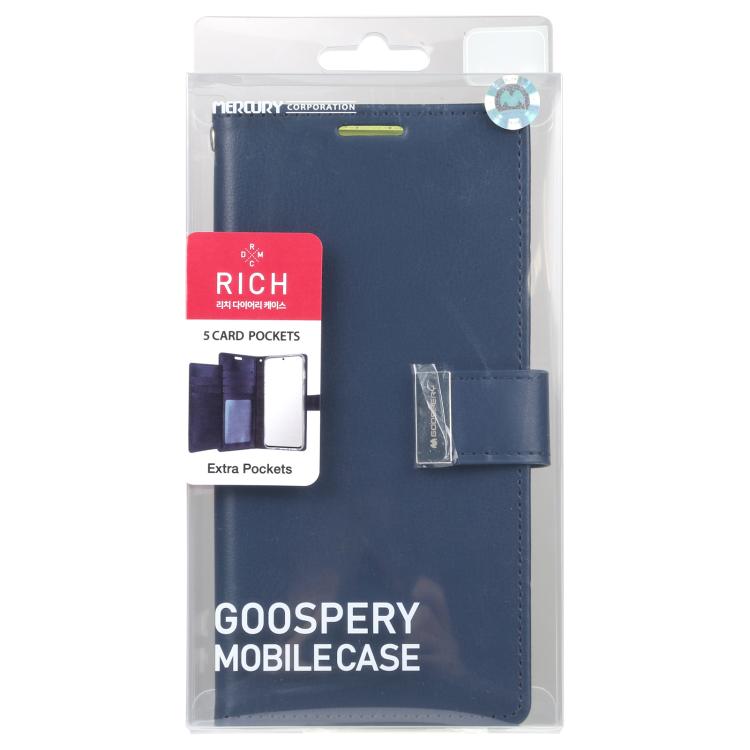 For Samsung Galaxy S25 5G GOOSPERY RICH DIARY Crazy Horse Texture Leather Phone Case(Blue) by GOOSPERY