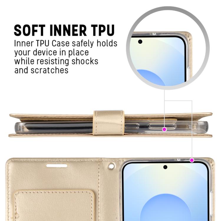 For Samsung Galaxy S25 5G GOOSPERY RICH DIARY Crazy Horse Texture Leather Phone Case(Blue) by GOOSPERY