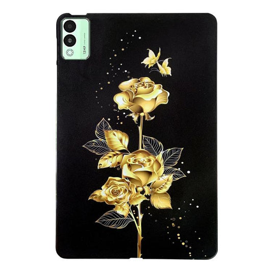 For Tecno Megapad 11 Color Painting Pattern Smart Tablet TPU Case(Golden Rose) by bashfashion