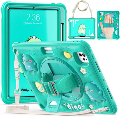For iPad Pro 11 2025 / 2024 Dragon Rotation Kickstand Silicone Hybrid PC Tablet Case(Green) by bashfashion