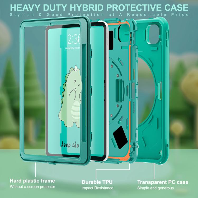 For iPad Pro 11 2025 / 2024 Dragon Rotation Kickstand Silicone Hybrid PC Tablet Case(Green) by bashfashion