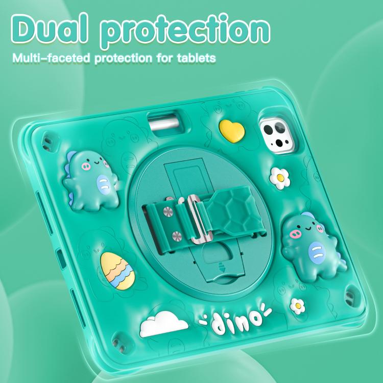 For iPad Pro 11 2025 / 2024 Dragon Rotation Kickstand Silicone Hybrid PC Tablet Case(Green) by bashfashion