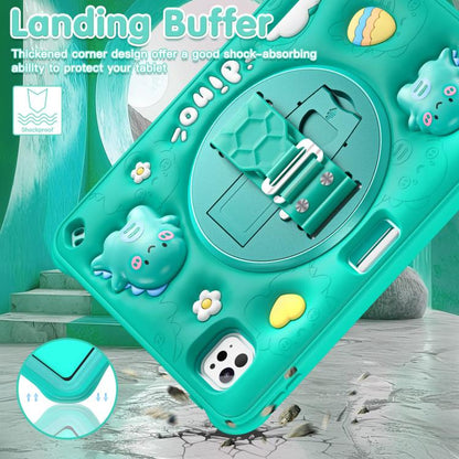For iPad Pro 11 2025 / 2024 Dragon Rotation Kickstand Silicone Hybrid PC Tablet Case(Green) by bashfashion