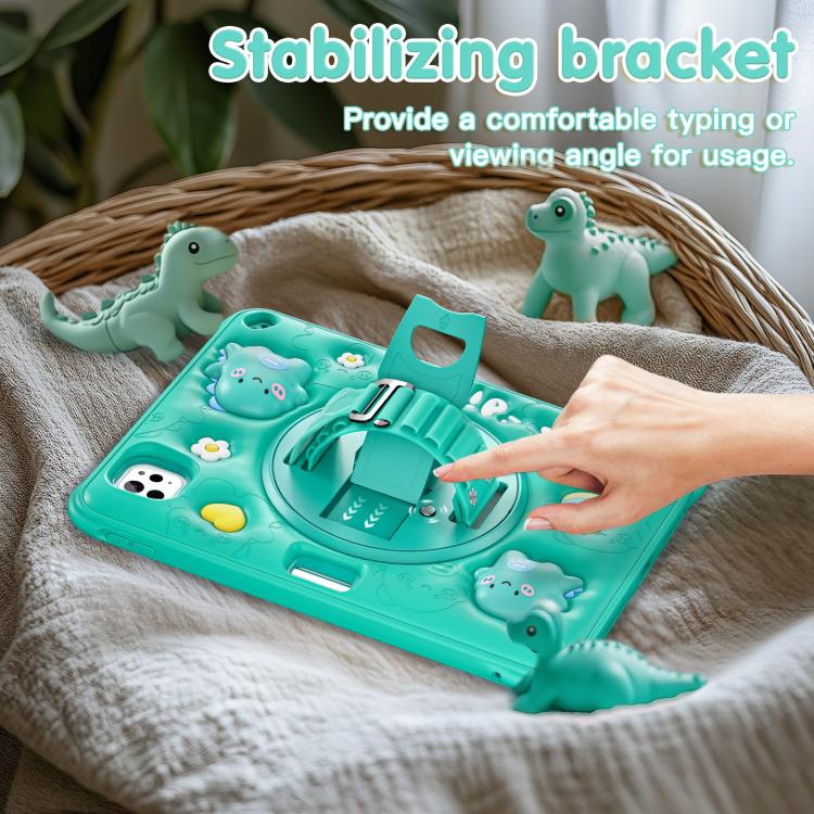 For iPad Pro 11 2025 / 2024 Dragon Rotation Kickstand Silicone Hybrid PC Tablet Case(Green) by bashfashion