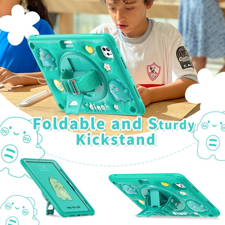 For iPad Pro 11 2025 / 2024 Dragon Rotation Kickstand Silicone Hybrid PC Tablet Case(Green) by bashfashion