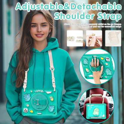 For iPad Pro 11 2025 / 2024 Dragon Rotation Kickstand Silicone Hybrid PC Tablet Case(Green) by bashfashion