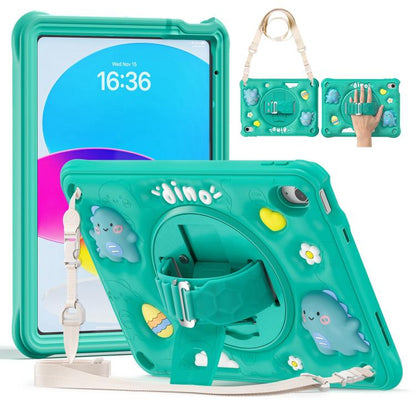 For iPad 2025 / 2022 Dragon Rotation Kickstand Silicone Hybrid PC Tablet Case(Green) by bashfashion