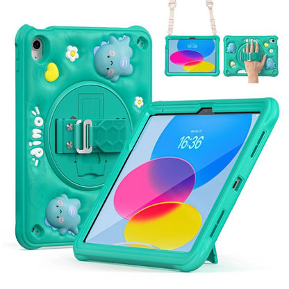 For iPad 2025 / 2022 Dragon Rotation Kickstand Silicone Hybrid PC Tablet Case(Green) by bashfashion