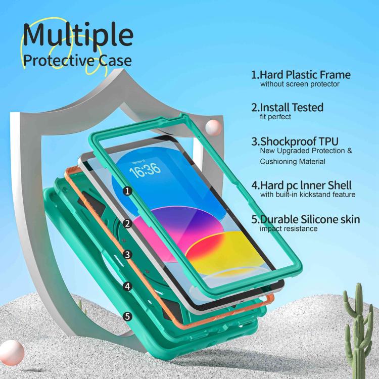 For iPad 2025 / 2022 Dragon Rotation Kickstand Silicone Hybrid PC Tablet Case(Green) by bashfashion