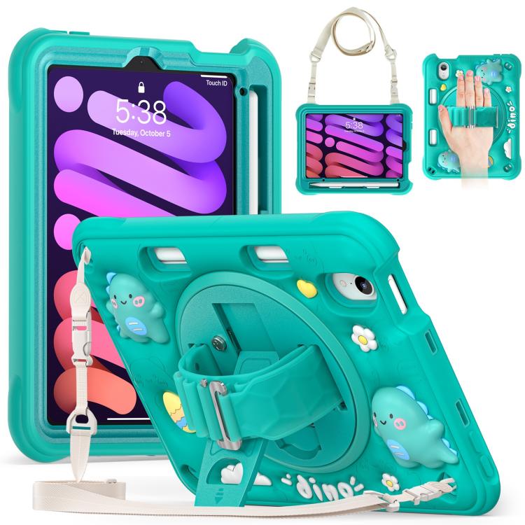 For iPad mini 2024 / mini 6 Dragon Rotation Kickstand Silicone Hybrid PC Tablet Case(Green) by bashfashion