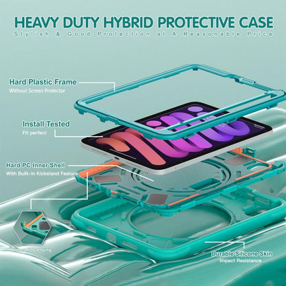 For iPad mini 2024 / mini 6 Dragon Rotation Kickstand Silicone Hybrid PC Tablet Case(Green) by bashfashion