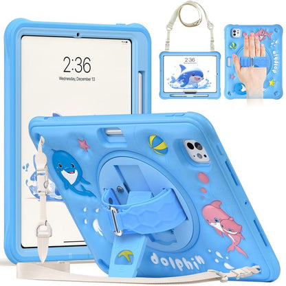 For iPad Pro 11 2025 / 2024 Dolphin Rotation Kickstand Silicone Hybrid PC Tablet Case(Blue) by bashfashion