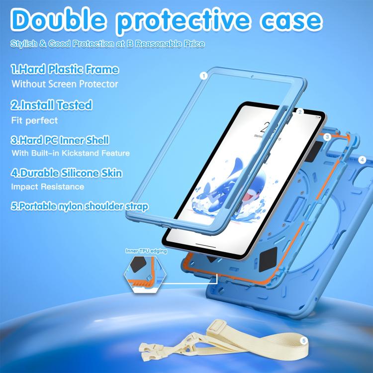 For iPad Pro 11 2025 / 2024 Dolphin Rotation Kickstand Silicone Hybrid PC Tablet Case(Blue) by bashfashion